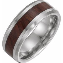 Load image into Gallery viewer, Cobalt 8 mm Beveled-Edge Band with Wood Inlay Size 7
