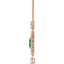 Charger l&#39;image dans la galerie, Collier émeraude rose 14K et diamant 1 1/4 CTW 16 &quot;
