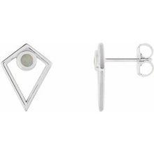 Load image into Gallery viewer, Sterling Silver Opal Cabochon Pyramid Earrings
