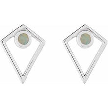 Load image into Gallery viewer, Sterling Silver Opal Cabochon Pyramid Earrings

