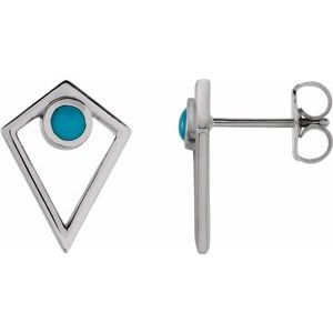 Sterling Silver Turquoise Cabochon Pyramid Earrings
