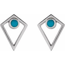 Load image into Gallery viewer, Sterling Silver Turquoise Cabochon Pyramid Earrings
