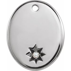 Sterling Silver .005 CTW Diamond Oval Starburst Dangle