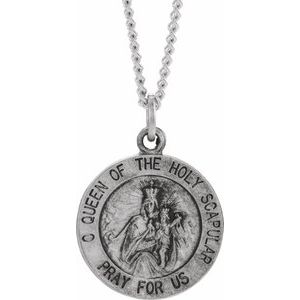 Sterling Silver 15 mm Round Scapular 18" Necklace