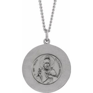 Sterling Silver 25 mm Round Scapular 24" Necklace