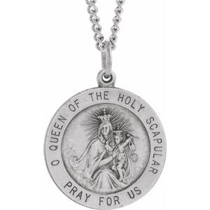 Sterling Silver 25 mm Round Scapular 24" Necklace