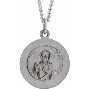 Sterling Silver 15 mm Round Scapular 18" Necklace