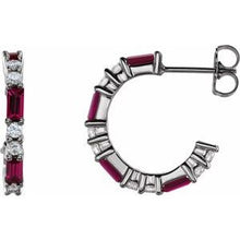 Load image into Gallery viewer, Platinum Ruby &amp; 1/2 CTW Diamond Earrings
