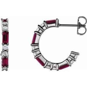 Platinum Ruby & 1/2 CTW Diamond Earrings