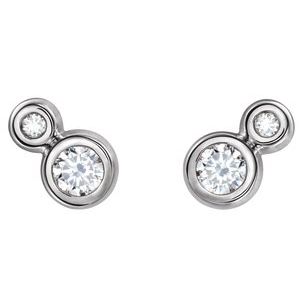 Two-Stone Bezel-Set Earrings  