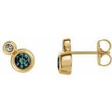 Load image into Gallery viewer, 14K Yellow Alexandrite &amp; .06 CTW Diamond Earrings
