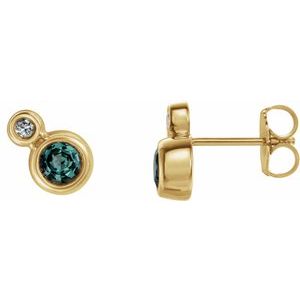 14K Yellow Alexandrite & .06 CTW Diamond Earrings