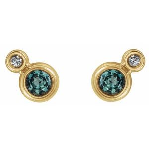 Two-Stone Bezel-Set Earrings  
