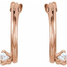 Load image into Gallery viewer, 14K Rose 2.5 mm Round Cubic Zirconia Youth Hinged Hoop Earrings
