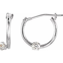 Load image into Gallery viewer, 14K White 2.5 mm Round Cubic Zirconia Youth Hinged Hoop Earrings
