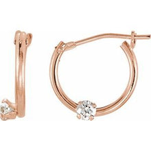 Load image into Gallery viewer, 14K Rose 2.5 mm Round Cubic Zirconia Youth Hinged Hoop Earrings
