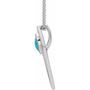 Sterling Silver Turquoise Cabochon Pyramid 16-18" Necklace