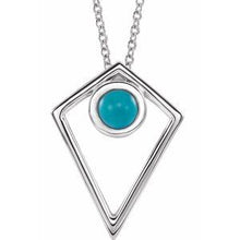 Load image into Gallery viewer, Sterling Silver Turquoise Cabochon Pyramid 24&quot; Necklace
