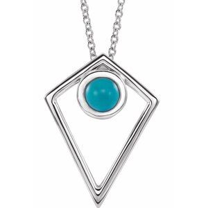 Sterling Silver Turquoise Cabochon Pyramid 24