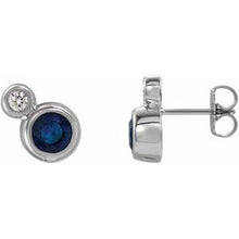 Load image into Gallery viewer, 14K White Blue Sapphire &amp; 1/8 CTW Diamond Earrings
