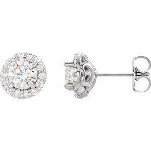 Boucles d'oreilles en diamant 14K blanc 1 1/6 CTW