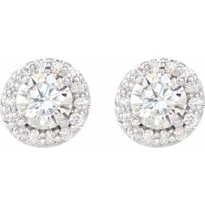 Boucles d'oreilles en diamant 14K blanc 1 1/6 CTW