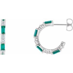 14K White Emerald & 1/2 CTW Diamond Earrings