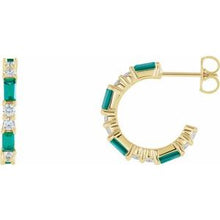 Load image into Gallery viewer, 14K Yellow Emerald &amp; 1/2 CTW Diamond Earrings
