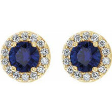 Load image into Gallery viewer, 14K Yellow Blue Sapphire &amp; 1/4 CTW Diamond Earrings
