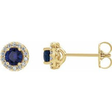 Load image into Gallery viewer, 14K Yellow Blue Sapphire &amp; 1/4 CTW Diamond Earrings
