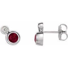 Load image into Gallery viewer, Platinum Ruby &amp; 1/8 CTW Diamond Earrings
