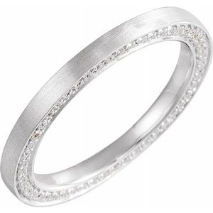 14K White 4 mm 1/2 CTW Diamond Band with Satin Finish Size 7.5