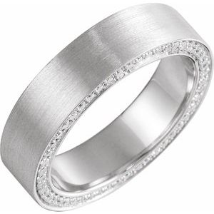 Platinum 5 mm 3/4 CTW Black Diamond Band with Satin Finish Size 12