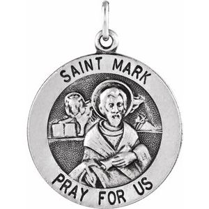 Sterling Silver 18 mm Round St. Mark Medal