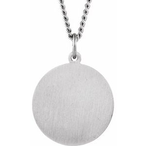Sterling Silver 22 mm Round St. Joseph Medal 24" Necklace