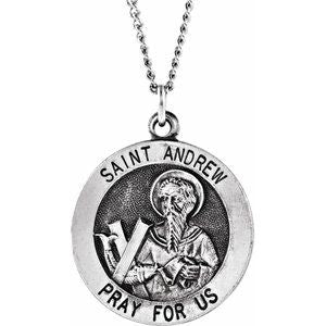 Sterling Silver 18 mm Round St. Andrew Necklace