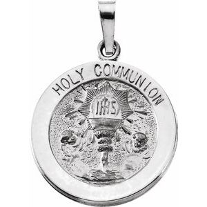 Sterling Silver 18 mm Round Holy Communion Medal