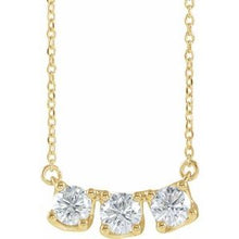 Load image into Gallery viewer, 14K Yellow 1 CTW Diamond Three-Stone Curved Bar 16&quot; Necklace
