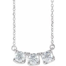 Load image into Gallery viewer, Platinum 1 CTW Diamond Three-Stone Curved Bar 16&quot; Necklace
