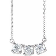 Charger l&#39;image dans la galerie, Collier de 18 po avec barre incurvée à trois pierres en diamant blanc 1 CTW de 14 carats
