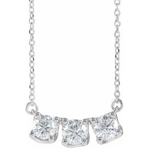 Collier de 18 po avec barre incurvée à trois pierres en diamant blanc 1 CTW de 14 carats