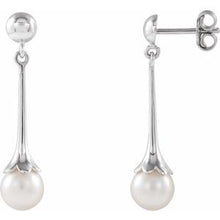 Load image into Gallery viewer, Sterling Silver Freshwater Pearl Dangle Earrings with Backs
