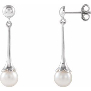 Sterling Silver Freshwater Pearl Dangle Earrings with Backs