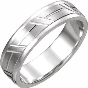 Sterling Silver 6 mm Grooved Band Size 8