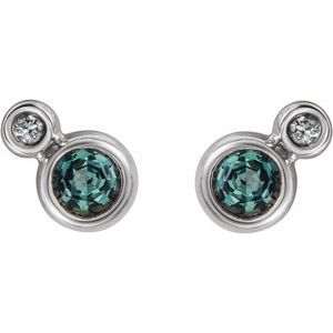 Two-Stone Bezel-Set Earrings  