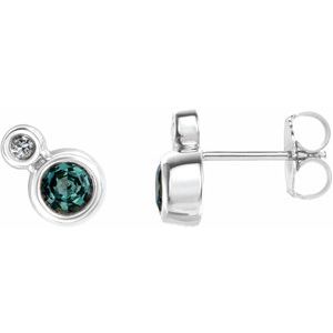 14K White Alexandrite & .06 CTW Diamond Earrings