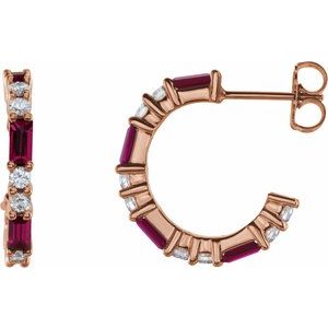 14K Rose Ruby & 1/2 CTW Diamond Earrings