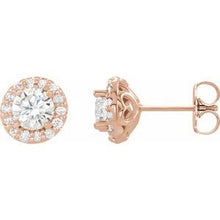 Load image into Gallery viewer, 14K Rose 9/10 CTW Diamond Earrings
