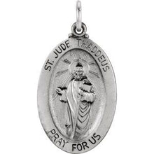 Load image into Gallery viewer, Sterling Silver 23.5x16 mm Oval St. Jude Thaddeus Medal
