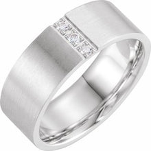 Charger l'image dans la galerie, Platine .08 CTW Black Diamond Band avec finition satinée Taille 11.5
